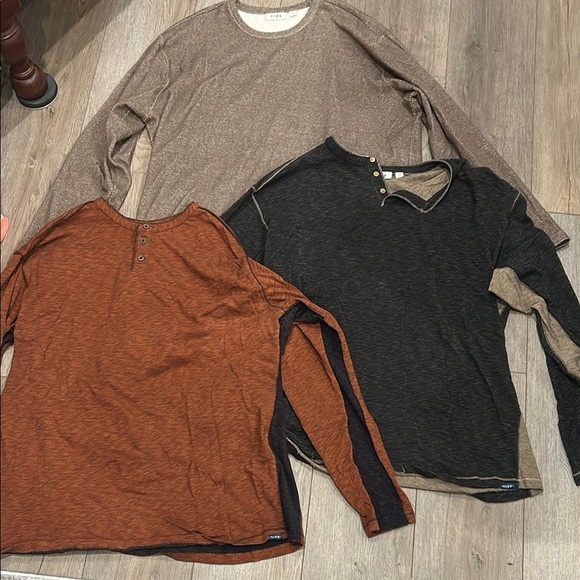 Lot of 3 ROWM Long Sleeve Henley Tees Brown Black Casual Shirts Size XXL/2XB - Picture 1 of 14